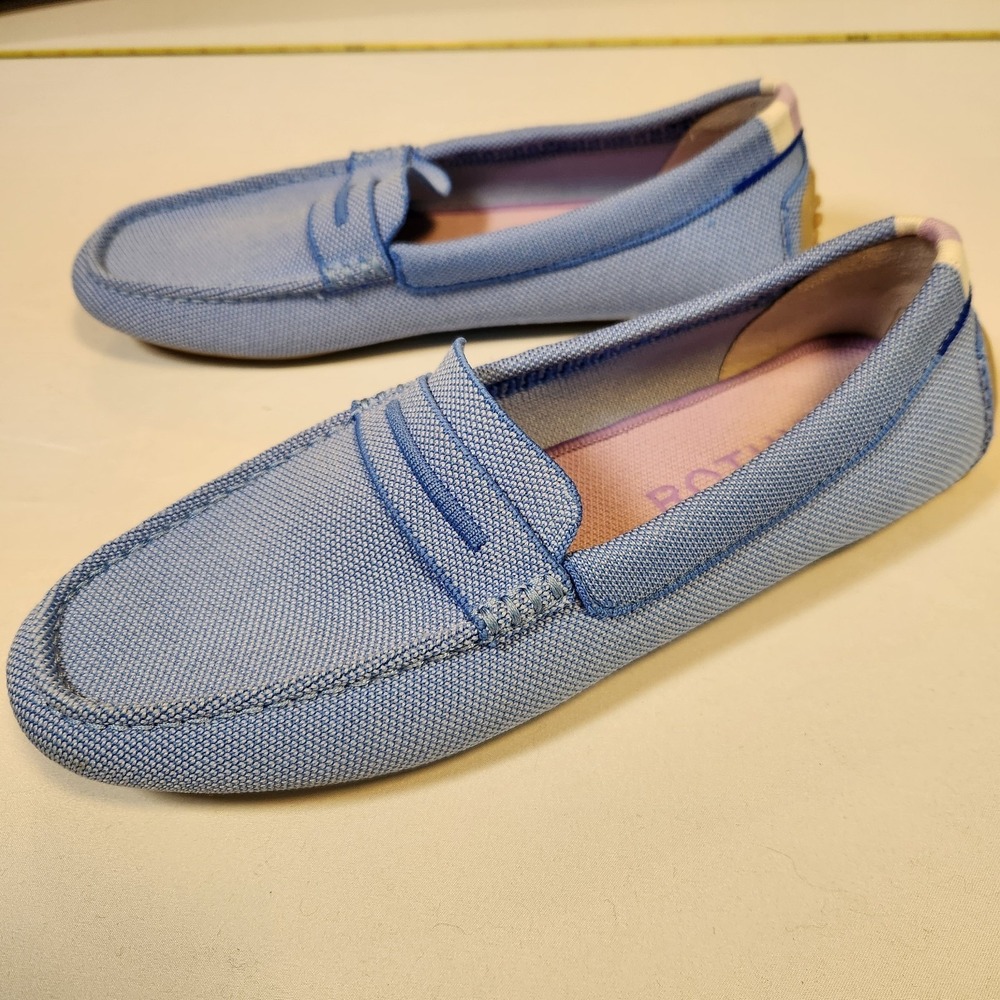 Rothys Size 11 Loafers The Driver Knit Slip On Blue Washable Slip On Comfort